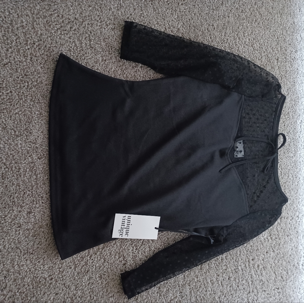 Unique vintage black See through blouse